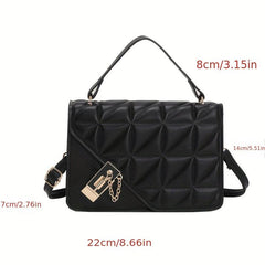 Argyle Quilted Square Handbag Crossbody Bag Women's Faux Leather Purse