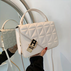 Argyle Quilted Square Handbag Crossbody Bag Women's Faux Leather Purse