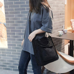 Striped Corduroy Shoulder Bag for Work & Shopping