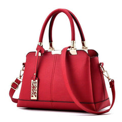 Litchi Embossed Top Handle Satchel Bag