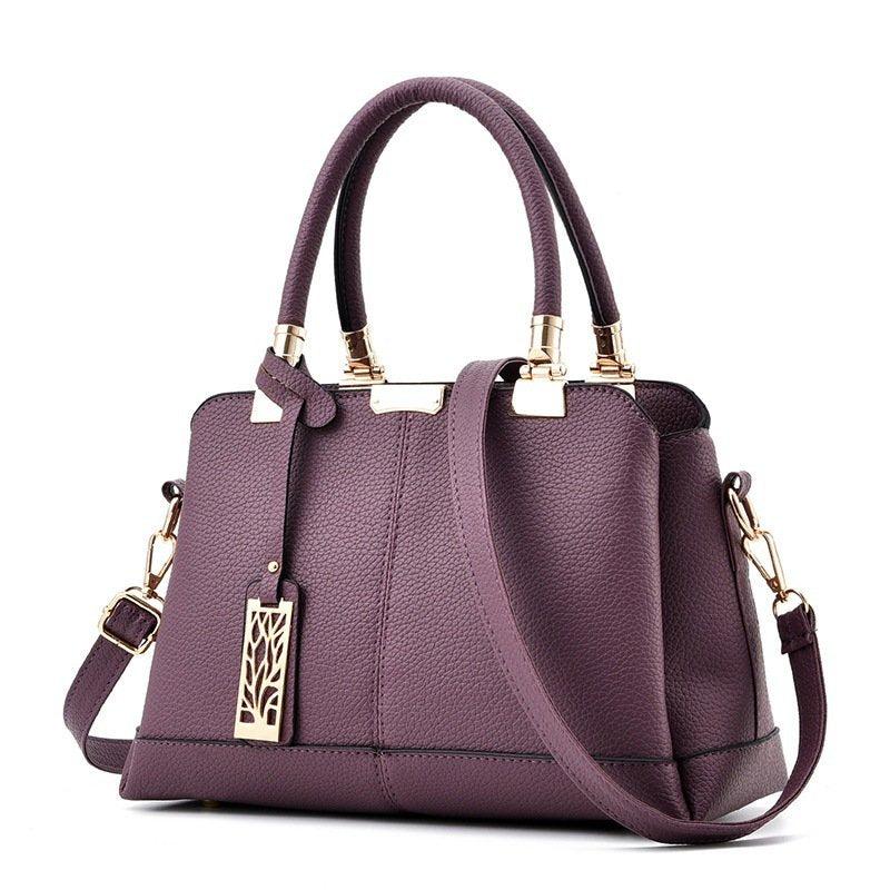 Litchi Embossed Top Handle Satchel Bag