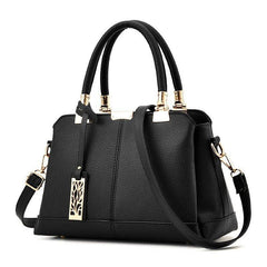 Litchi Embossed Top Handle Satchel Bag