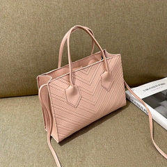Chevron Embossed Tote Bag Solid Crossbody Top Handle Square Purses