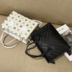 Chevron Embossed Tote Bag Solid Crossbody Top Handle Square Purses