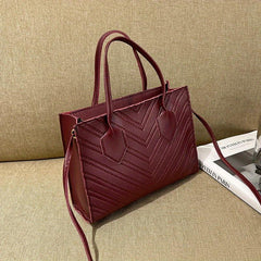 Chevron Embossed Tote Bag Solid Crossbody Top Handle Square Purses