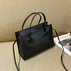 Chevron Embossed Tote Bag Solid Crossbody Top Handle Square Purses