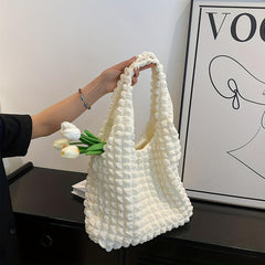 Cloud Pleated Hobo Bag Large Capacity Satchel Tote Bag