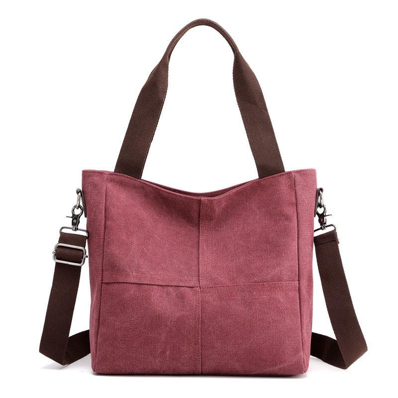 Large Capacity Canvas Tote Bag with Zipper for Women