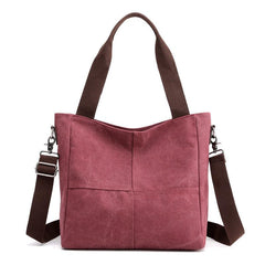 Large Capacity Canvas Tote Bag with Zipper for Women