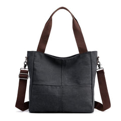 Large Capacity Canvas Tote Bag with Zipper for Women