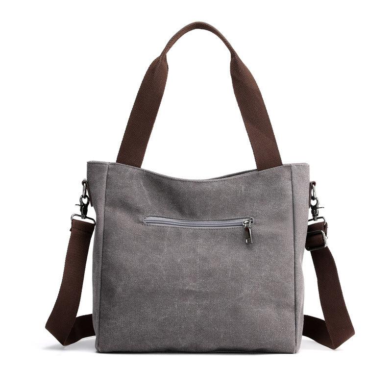 Large Capacity Canvas Tote Bag with Zipper for Women