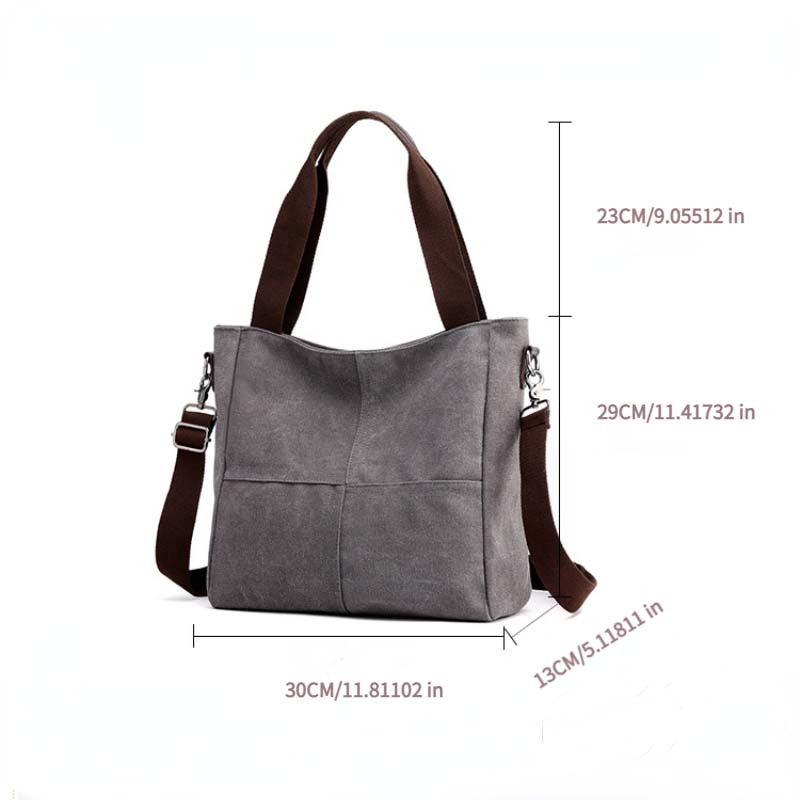 Large Capacity Canvas Tote Bag with Zipper for Women