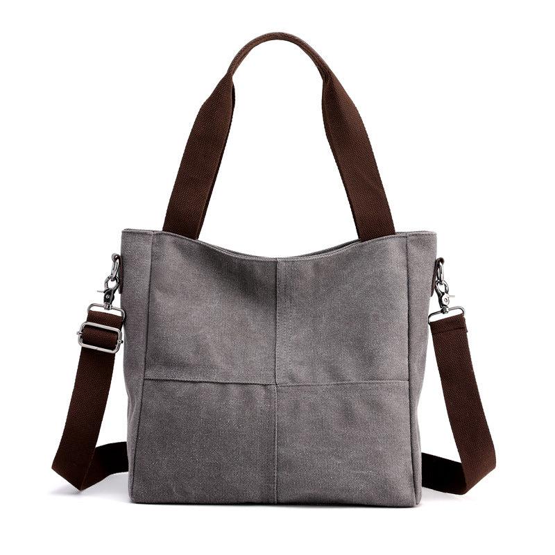 Large Capacity Canvas Tote Bag with Zipper for Women