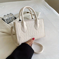 Vintage Crocodile Pattern Tote Bag Retro Top Handle Crossbody Bag