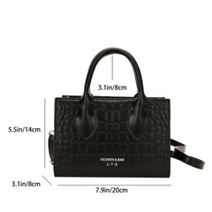 Vintage Crocodile Pattern Tote Bag Retro Top Handle Crossbody Bag
