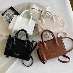 Vintage Crocodile Pattern Tote Bag Retro Top Handle Crossbody Bag