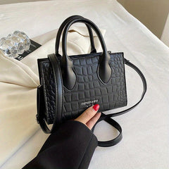 Vintage Crocodile Pattern Tote Bag Retro Top Handle Crossbody Bag