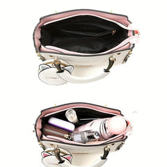 Round Cat Mini Bag Pendant Crossbody Bag PU Leather Textured Bag