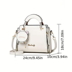 Round Cat Mini Bag Pendant Crossbody Bag PU Leather Textured Bag