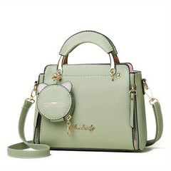 Round Cat Mini Bag Pendant Crossbody Bag PU Leather Textured Bag