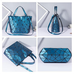Geometric Crossbody Bag Faux Leather Bucket Purse