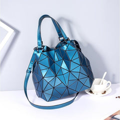 Geometric Crossbody Bag Faux Leather Bucket Purse