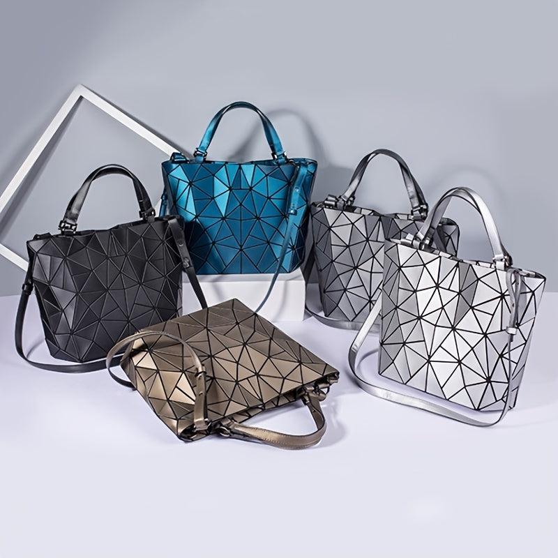Geometric Crossbody Bag Faux Leather Bucket Purse