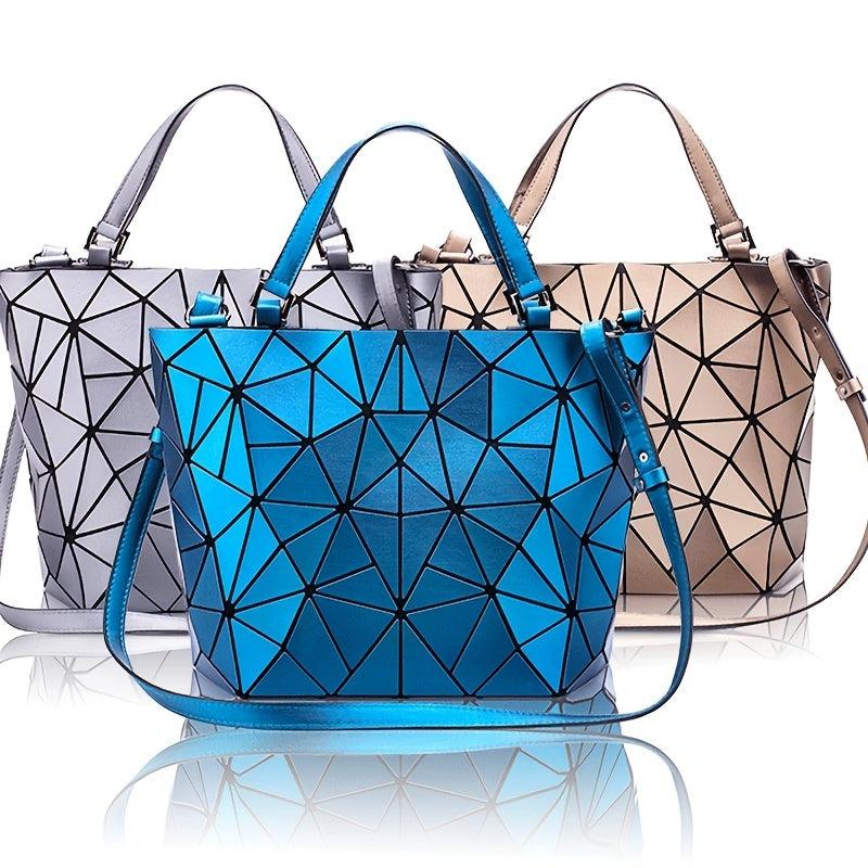 Geometric Crossbody Bag Faux Leather Bucket Purse