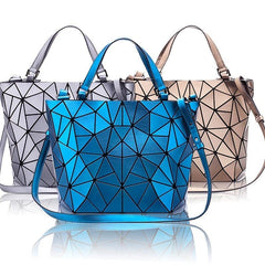 Geometric Crossbody Bag Faux Leather Bucket Purse