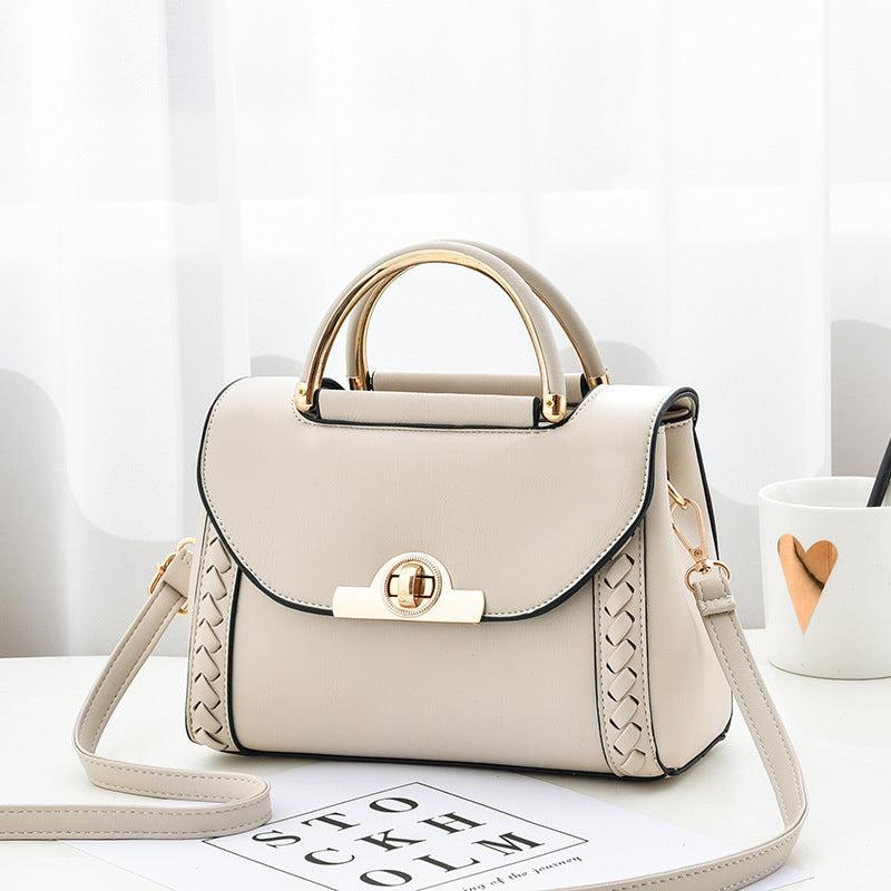 Braid Detail Crossbody Bag Women's PU Leather Flap Purse