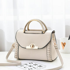 Braid Detail Crossbody Bag Women's PU Leather Flap Purse