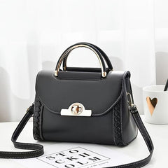 Braid Detail Crossbody Bag Women's PU Leather Flap Purse