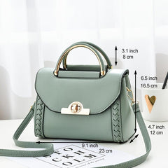 Braid Detail Crossbody Bag Women's PU Leather Flap Purse