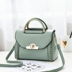 Braid Detail Crossbody Bag Women's PU Leather Flap Purse
