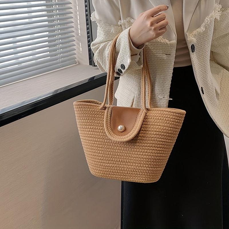 Straw Woven Large Tote Bag Lightweight Shoulder Bag