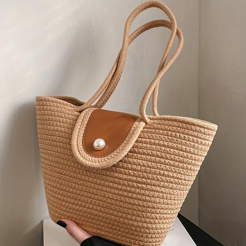 Straw Woven Large Tote Bag Lightweight Shoulder Bag