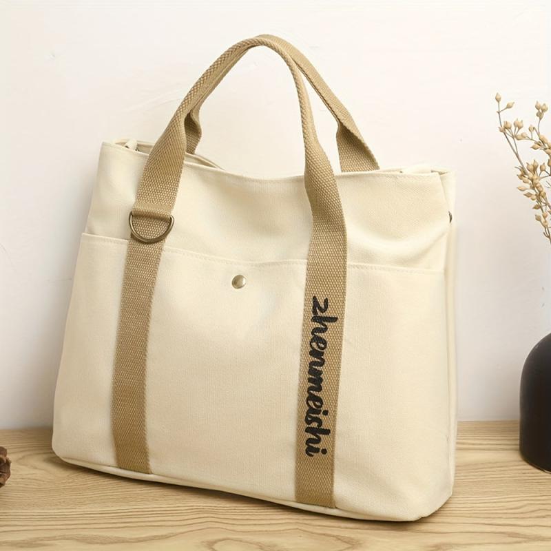 Colorblock Handbag Casual Storage Bag Women's Canvas Bag