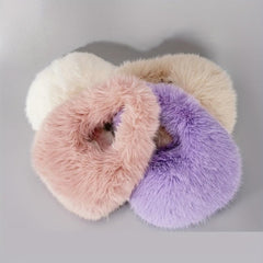 Plush Half Moon Handbag For Women Fluffy Underarm Bag Clutch Purse