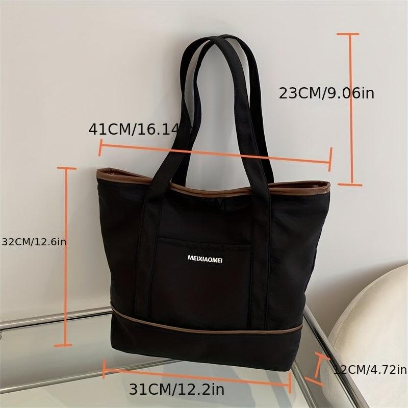 Large Capacity Zipper Handbag Durable Canvas Tote Bag Soft Stylish