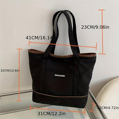 Large Capacity Zipper Handbag Durable Canvas Tote Bag Soft Stylish