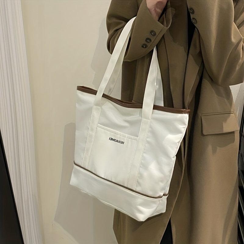 Large Capacity Zipper Handbag Durable Canvas Tote Bag Soft Stylish