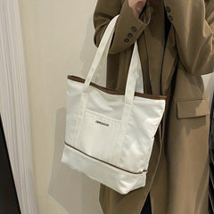 Large Capacity Zipper Handbag Durable Canvas Tote Bag Soft Stylish