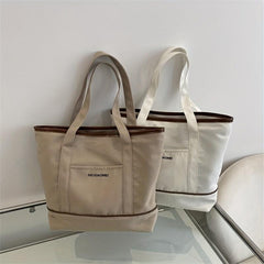 Large Capacity Zipper Handbag Durable Canvas Tote Bag Soft Stylish