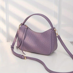 Braided Pattern Baguette Bag Zipper Satchel Women's Handbag