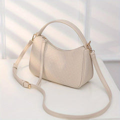 Braided Pattern Baguette Bag Zipper Satchel Women's Handbag