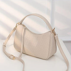 Braided Pattern Baguette Bag Zipper Satchel Women's Handbag