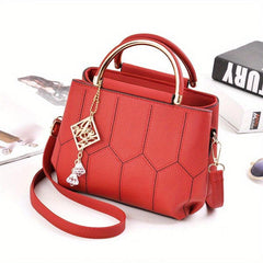Stitching Detail Crossbody Bag PU Leather Satchel Purse