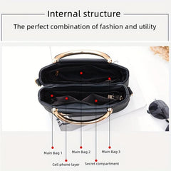 Stitching Detail Crossbody Bag PU Leather Satchel Purse