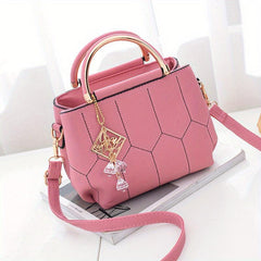 Stitching Detail Crossbody Bag PU Leather Satchel Purse