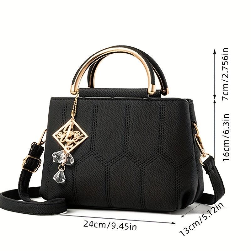 Stitching Detail Crossbody Bag PU Leather Satchel Purse